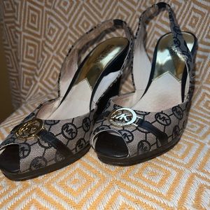 Michael Kors wedge with gold MK logo